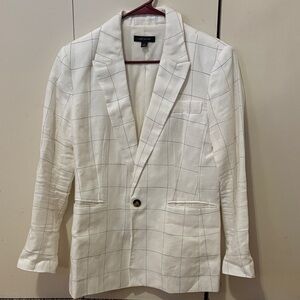 Ann Taylor White Checkered Blazer